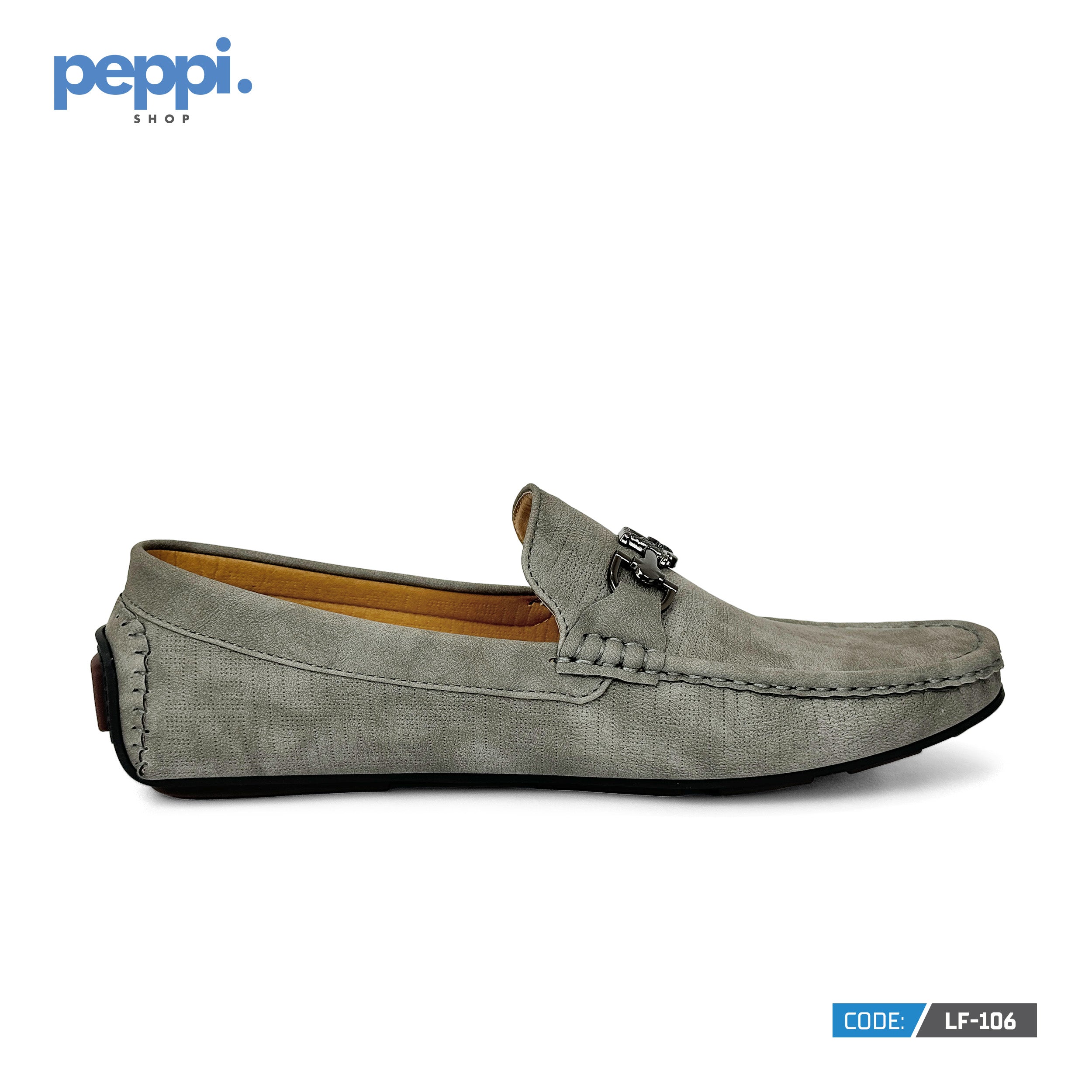 LF-106 - Gray Genuine Cow Leather Slip On Moccasin Loafers For Men